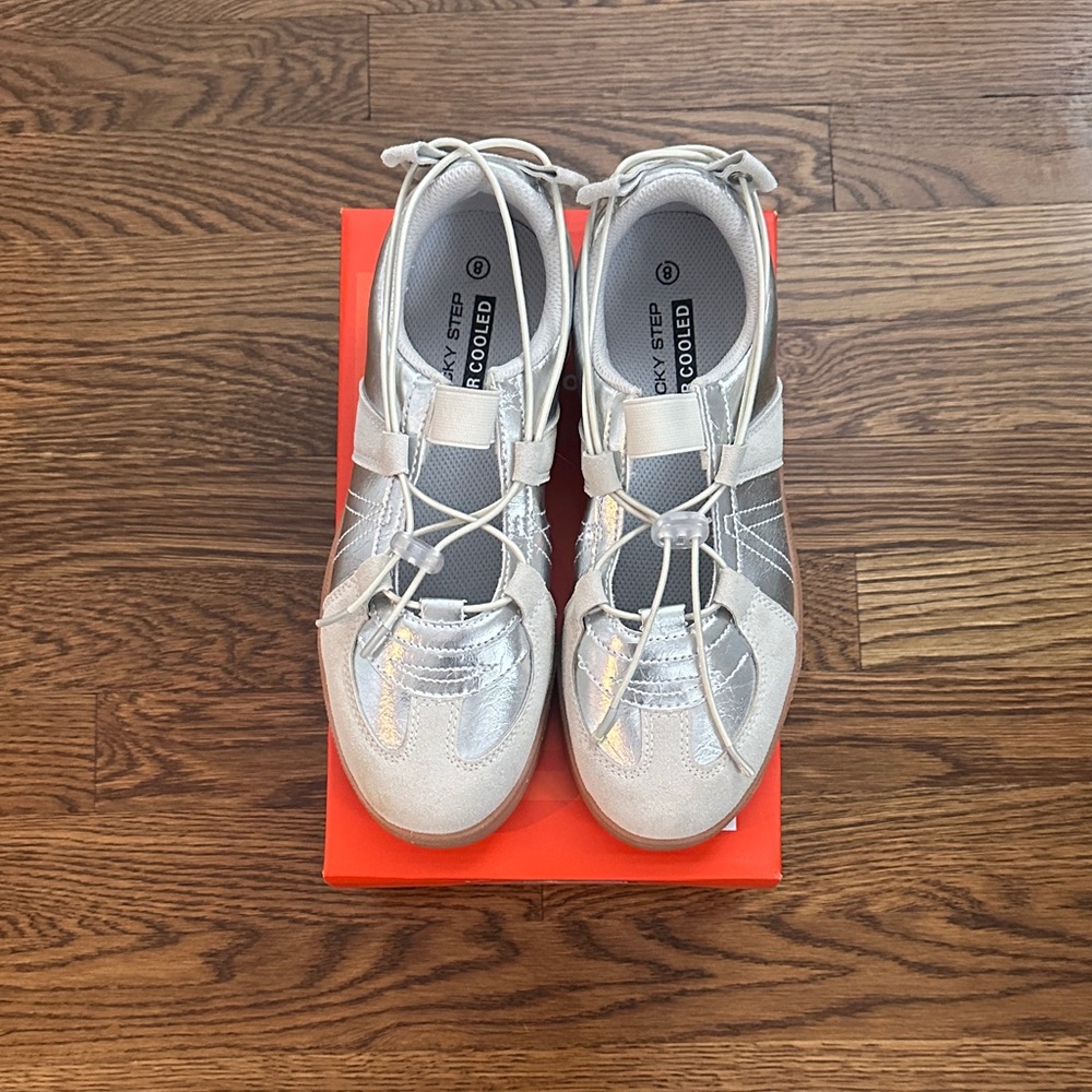 Sky Step Silver Athletic Walking Shoes - Women's